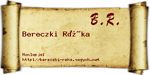 Bereczki Réka névjegykártya