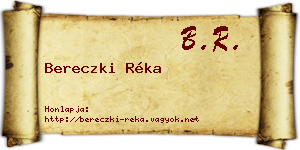 Bereczki Réka névjegykártya